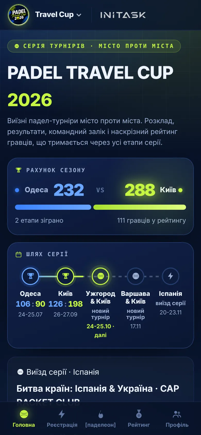 Business Padel Club: екран телефона